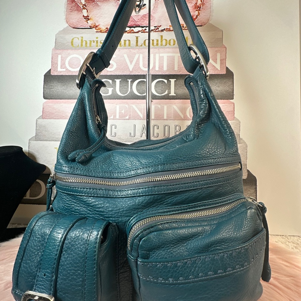 Cole Haan Teal Leather Women's Bag multi pocket